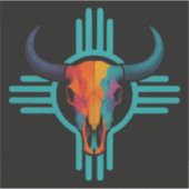 Zia Zon Stier Schedel Sticker (Voorkant)