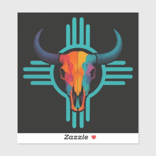 Zia Zon Stier Schedel Sticker (Vel)