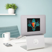 Zia Zon Stier Schedel Sticker (Laptop op bureau)