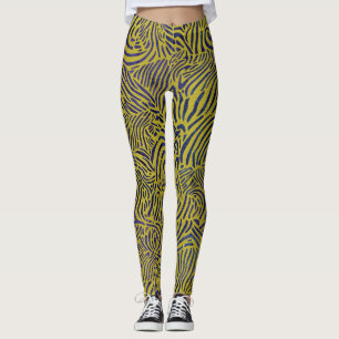 Zibra strepen in metallic goud en blauw leggings