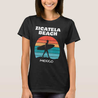 ZICATELA BEACH MEXICO Surf Retro Sunset Surfen T-shirt