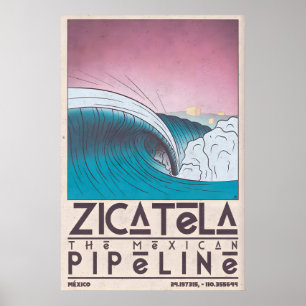 Zicatela Beach Wandkunst Kust Surf Print