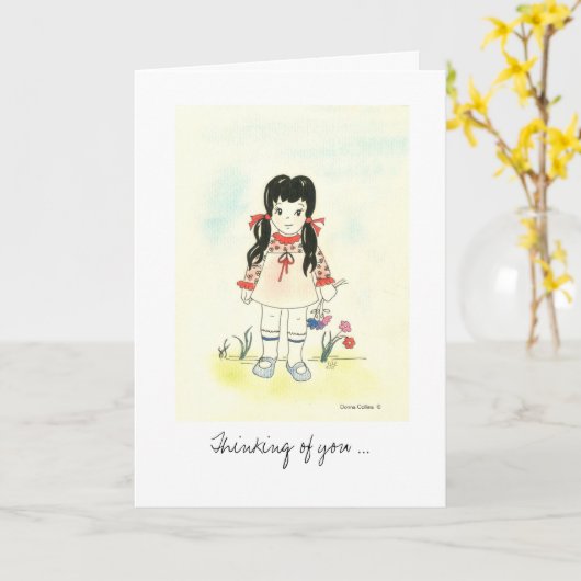 Zich beter voelen, meisje kaart (Gele Bloem)