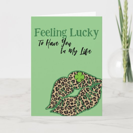 Zich gelukkig voelen St. Patrick's Day Leopard Gro Bedankkaart (Voorkant)