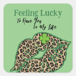 Zich gelukkig voelen St. Patrick's Day Luipaard Vierkante Sticker