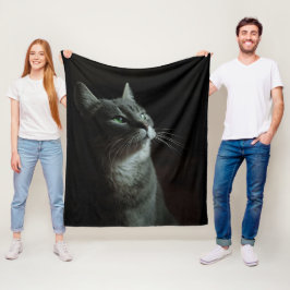 Zich kattig voelend stijlvol zwart achtergrond aan fleece deken