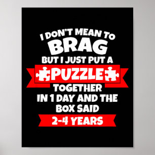Zich niet willen beroemen, puzzel in 1 dag voltooi poster
