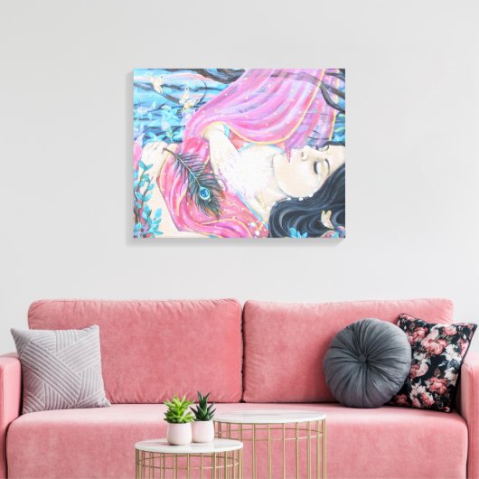 "Zich overgeven aan Liefde" Canvas Afdruk (Insitu (Woonkamer))