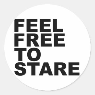 zich vrij voelen om te staren ronde sticker