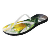 Zicht door gele tulpen teenslippers (Schuin)