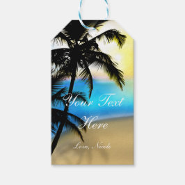 Zicht-op-de-dag Strand & Palmbomen Tropische Gift  Cadeaulabel