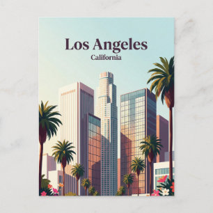 Zicht op de skyline van Downtown Los Angeles, Cali Briefkaart