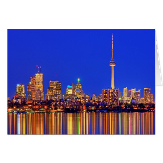 Zicht op de skyline van Downtown Toronto 's nachts (Voorkant Horizontaal)