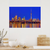 Zicht op de skyline van Downtown Toronto 's nachts Poster (Keuken)