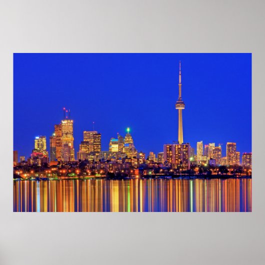 Zicht op de skyline van Downtown Toronto 's nachts Poster (Voorkant)