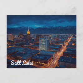 Zicht op de skyline van Salt Lake City vanuit de b Briefkaart