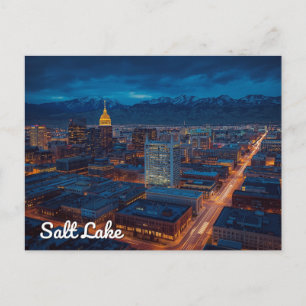 Zicht op de skyline van Salt Lake City vanuit de b Briefkaart