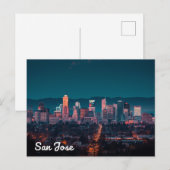 Zicht op de skyline van San Jose 's nachts Briefkaart (Voorkant / Achterkant)