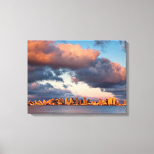 Zicht op de stad San Diego vanaf San Diego Bay Canvas Afdruk