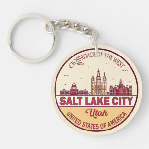 Zicht op de stad Skyline van Salt Lake City Utah Sleutelhanger