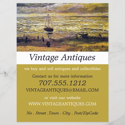 Zicht op de zee bij Scheveningen, Antiekwinkel Flyer (Voorkant)