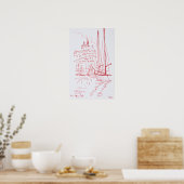 Zicht op Notre-Dame de la Garde | Oude haven, Mars Poster (Keuken)