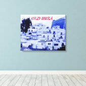 Zicht op oud Ibiza op Canvasprint Canvas Afdruk (Insitu (Houten vloer))