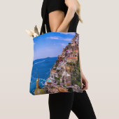 Zicht op Positano, Italië tote tas (Dichtbij)
