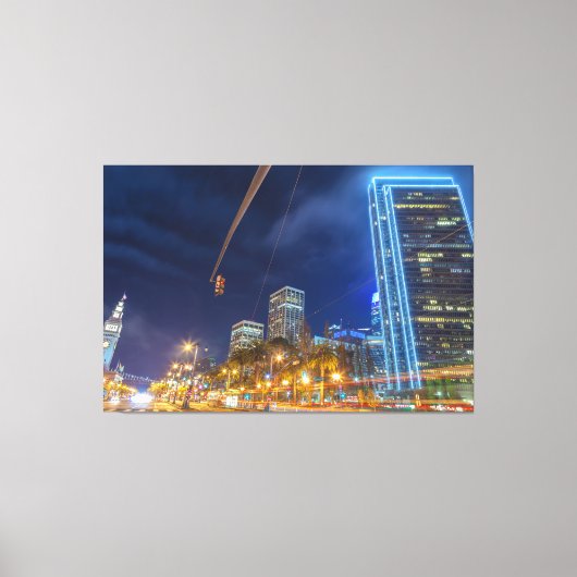 Zicht op San Francisco bij nacht Canvas Afdruk (Voorkant)