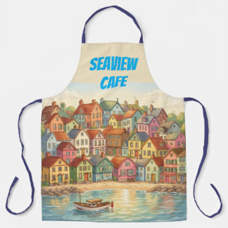 Zicht op zee gekleurde huizen Cafe, B&B Personalis Schort