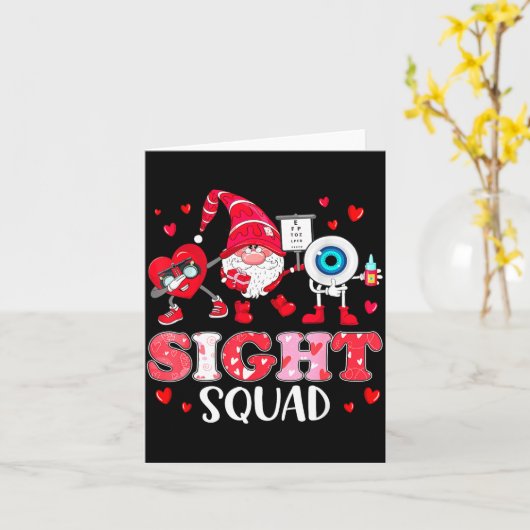 Zicht Squad Opticien Optometrist Dabbing Hart Val Kaart (Gele Bloem)