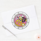 Zichtbaar Clockwork Roman 3-D Art Illusion roze Ronde Sticker (Envelop)