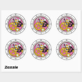 Zichtbaar Clockwork Roman 3-D Art Illusion roze Ronde Sticker (Vel)