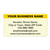 Zichtbare bedrijfsnaam op gele verzendlabel (Voorkant)