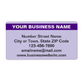 Zichtbare bedrijfsnaam op paarse verzendlabel (Voorkant)