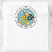 Zichtbare Clockwork Roman 3-D Art Illusion Aqua Ronde Sticker (Tas)