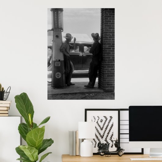  zichtbare gaspomp en auto's van 1940 poster (Thuiskantoor)