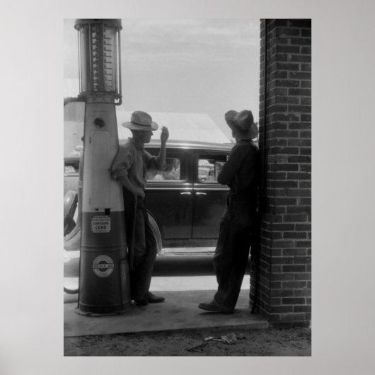 zichtbare gaspomp en auto's van 1940 poster (Voorkant)