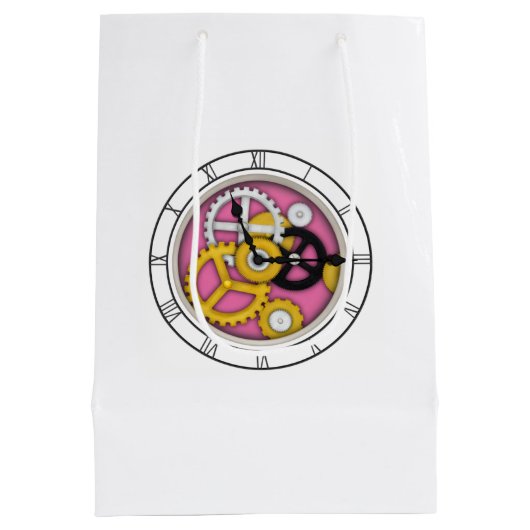 Zichtbare klokwerkillusie Fantasievolle klok kunst Medium Cadeauzakje (Achterkant)