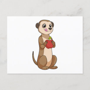 Zichtbare meerkat met appel briefkaart