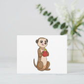 Zichtbare meerkat met appel briefkaart (Staand voorkant)