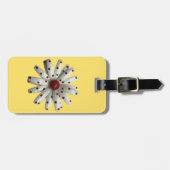 Zichtbare Retro 60s Red Dot Dotted Daisy Flower Bagagelabel (Voorkant horizontaal)