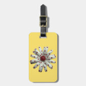 Zichtbare Retro 60s Red Dot Dotted Daisy Flower Bagagelabel (Voorkant verticaal)