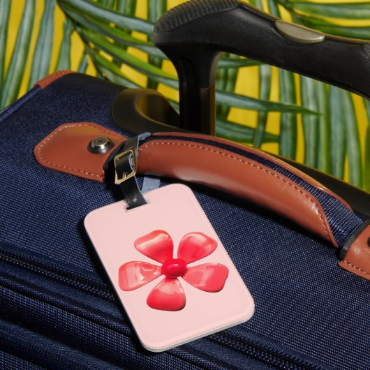 Zichtbare Roze MOD Retro Daisy Flower Floral Mode Bagagelabel (Voorkant Insitu 1)