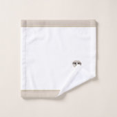 Zichtbare stokstaartje op Beige & Wit Bad Handdoek (Wasdoekje)