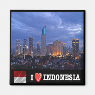 zID016 I Love JAKART skyline, Indonesië, Koelkast Magneet