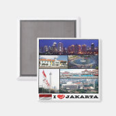 zID017 i love JAKAR collage, Indonesia, Fridge Magneet (Voorkant / Achterkant)