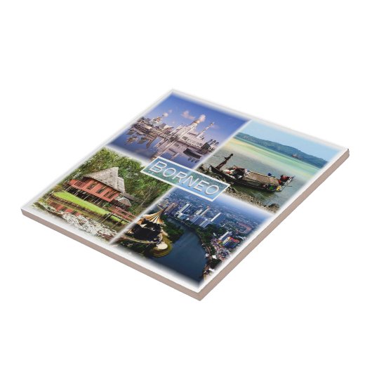 zID027 BORNEO Moskee Omar Ali, Indonesië Tegeltje (Zijkant)