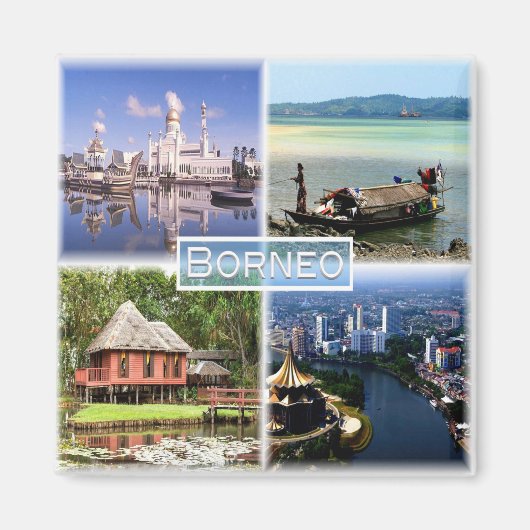 zID027 BORNEO Mosque Omar Ali, Indonesië, Fridge Magneet (Voorkant)