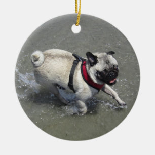Zid de Beach foto van Pug - Sid the Puggy Rocket Keramisch Ornament